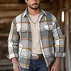 Men's Long Sleeve Plaid Flannel Shirt - Casual Button Down Western Cowboy Shirt Jacket with Chest Pockets by Inlyline