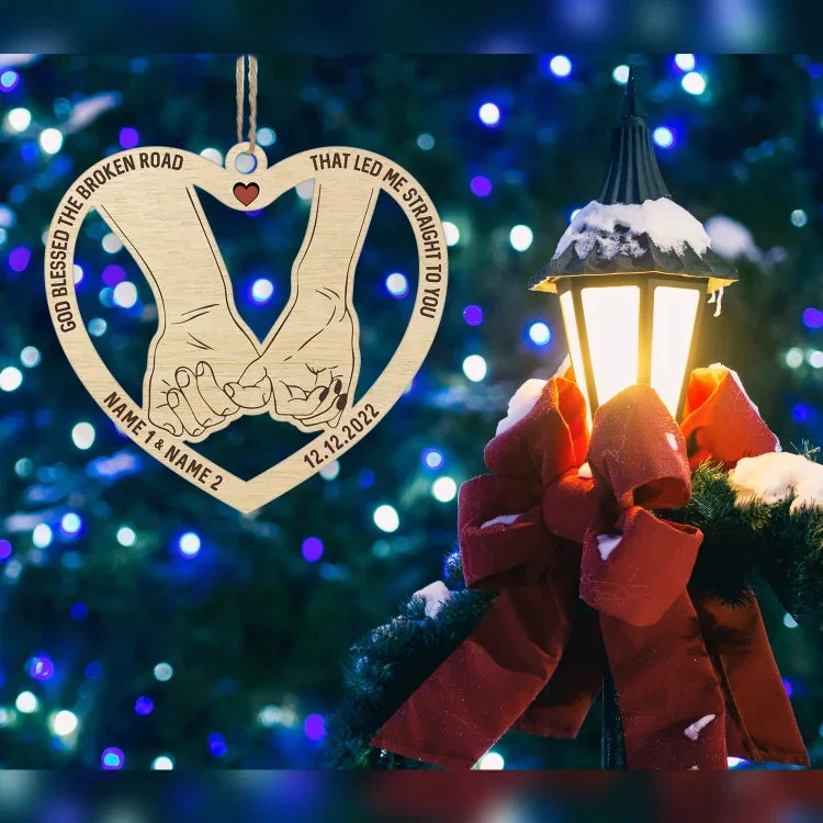Personalized Couple Hook Christmas Tree Heart-Shaped Ornament Decoration with Names