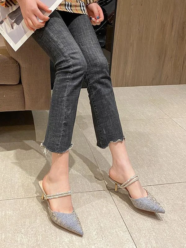 Fashion bag pointed stiletto two-wear high-heeled half slippers