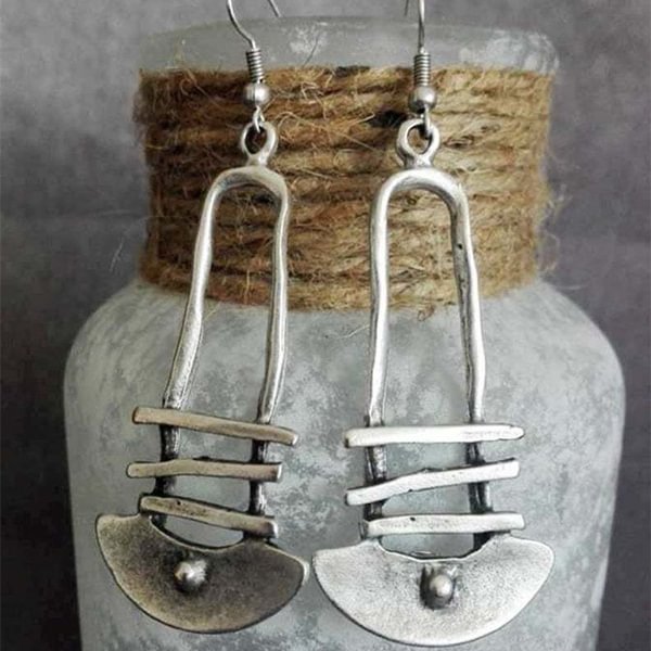 925 Sterling Silver Bohemia Gypsy Tribe Antique Silver Abstract Earrings Jewelry for Women Statement Large Dangle Earrings - Shop Trendy Women's Fashion | TeeYours