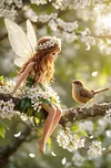 Luxury AB Velvet Diamond Painting Kit - Elf and Bird