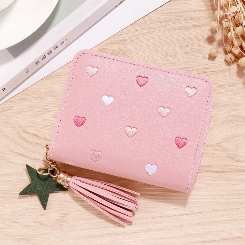 Women’s Solid Color Pu Leather Hook Loop Wallets