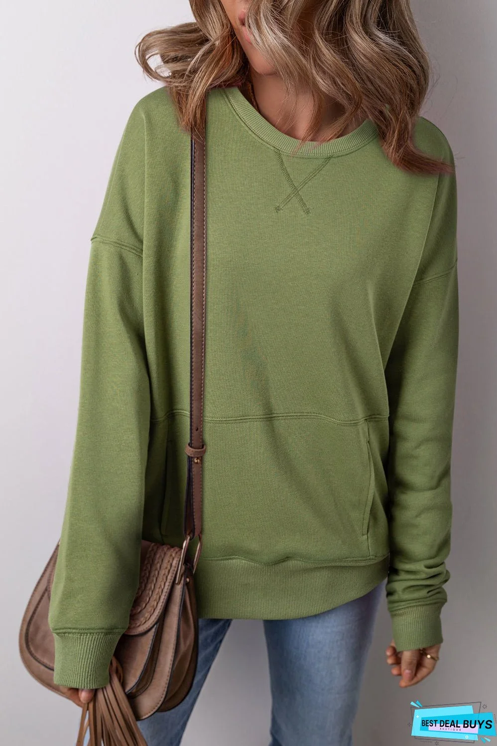 Crisscross Stitching Loose Sweatshirt