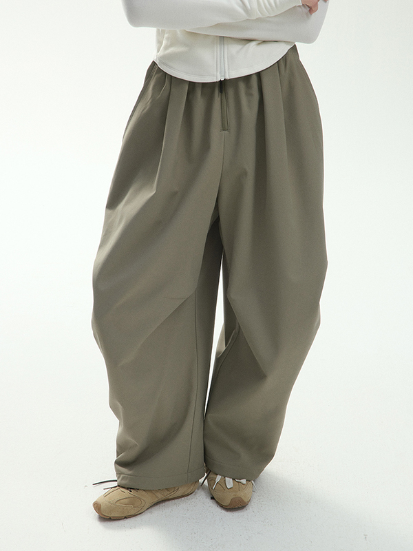 Loose High Waist Ruched Wide Leg Pants