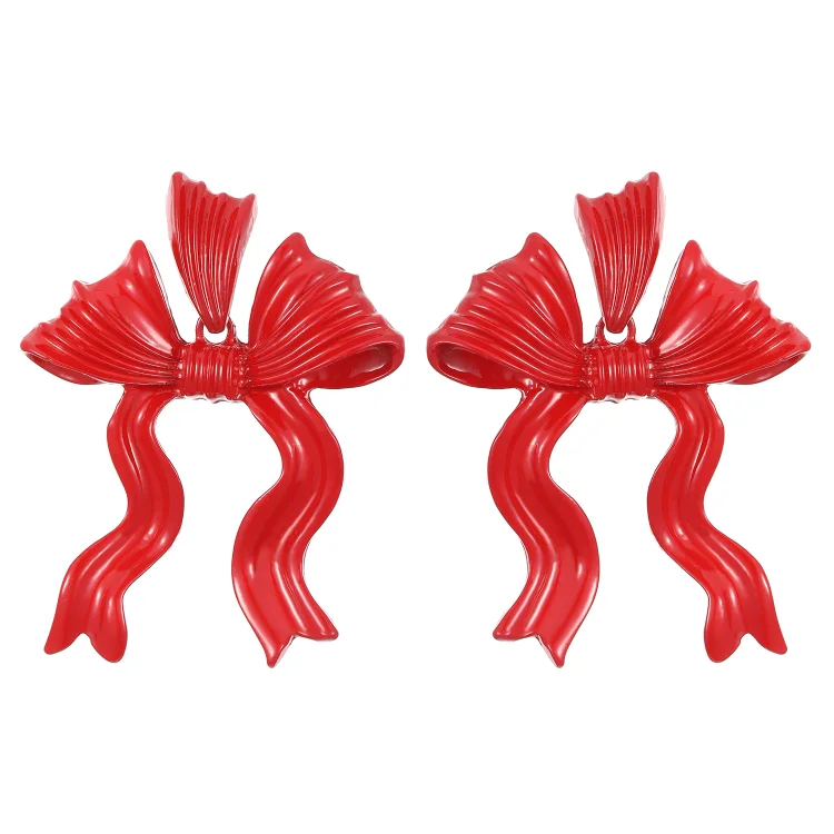 Red Bow Earrings