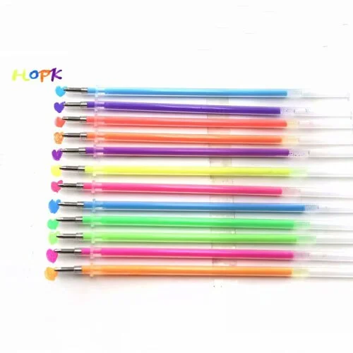 12 Colors/Set Ballpint Gel Pen Highlight Refill Rod Color Ink Full Shinning Refill Painting Pen School Student Drawing Color Pen