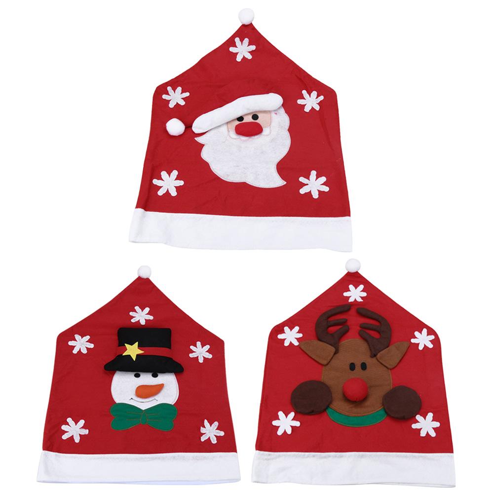 

Christmas Half-dimensional Chair Cover Snowman Santa Claus Elk Chair Cover, 501 Original