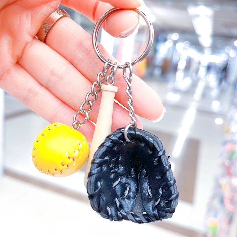 Fashion Baseball Pu Leather Unisex Bag Pendant Keychain