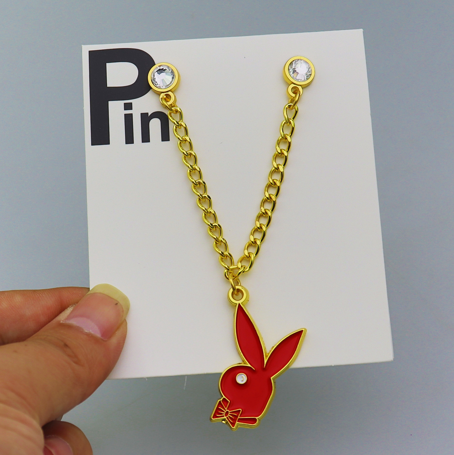 NEW GOLD "playboy" CHAIN W/ RHINESTONES VERY LIMITED