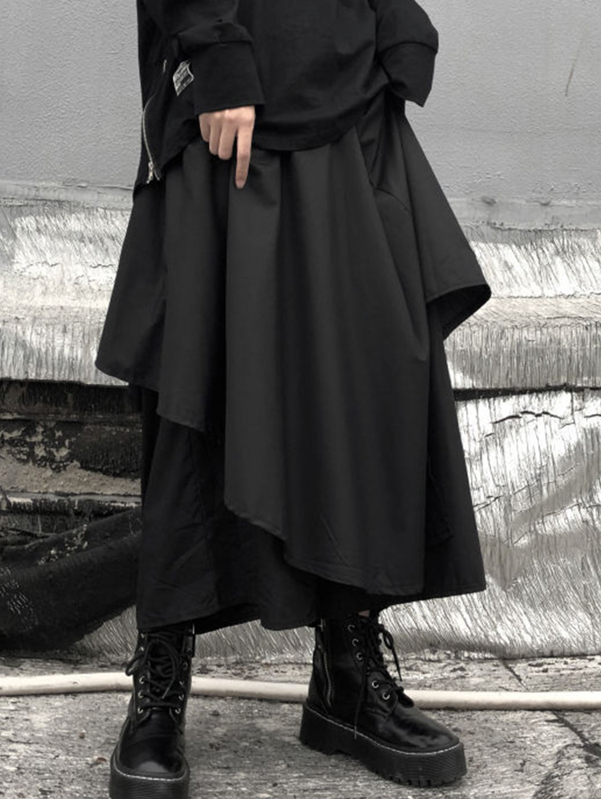 Goth Wide Leg Elastic Culottes - Ladylim