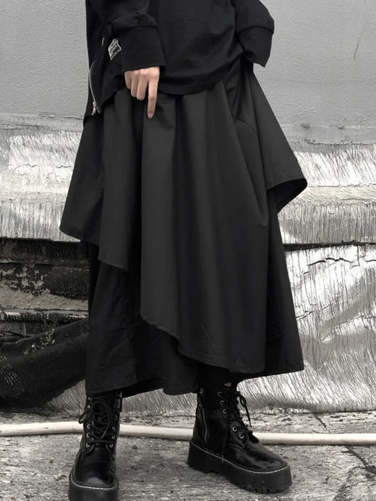 Goth Wide Leg Elastic Culottes