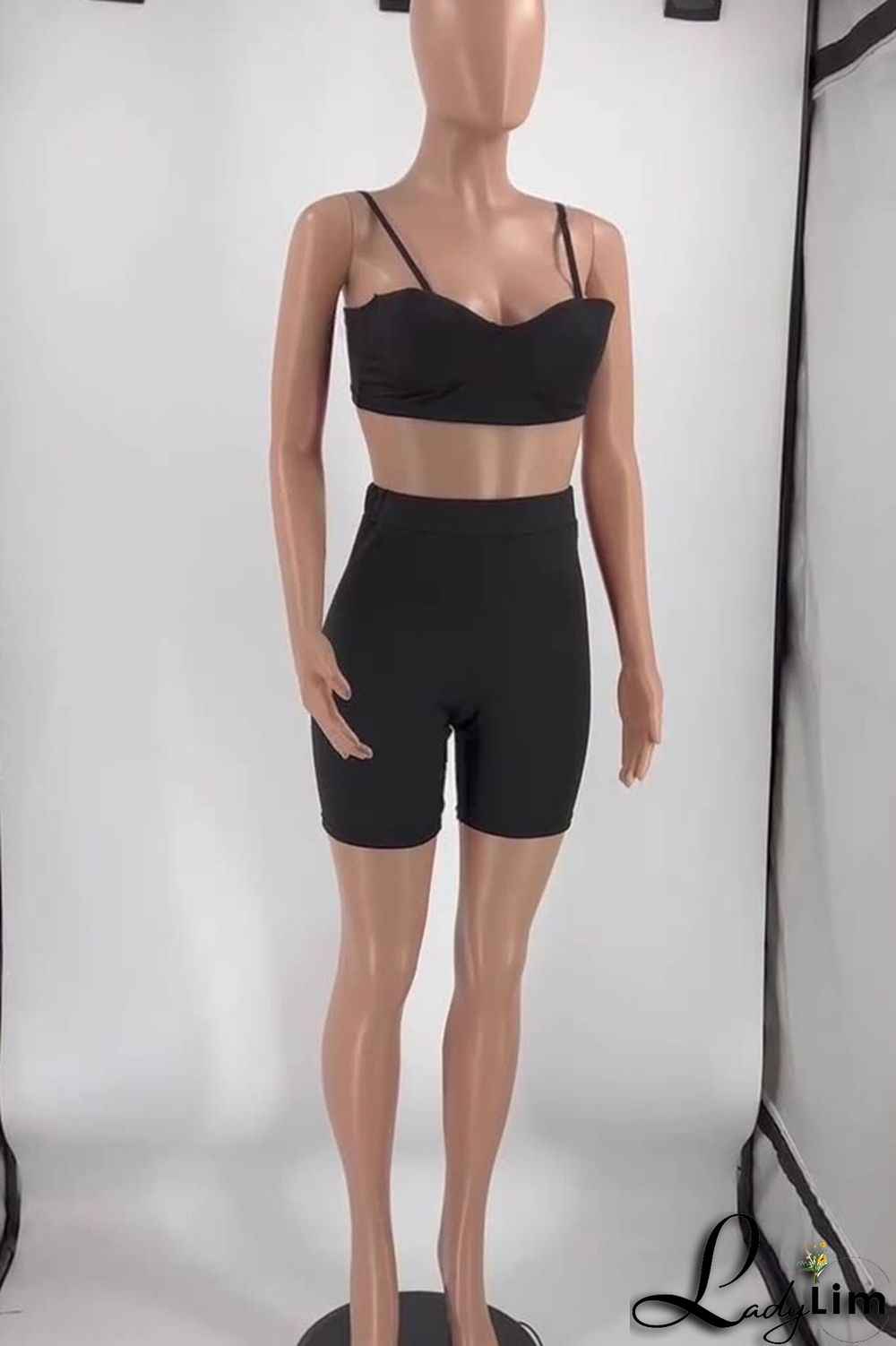 Blue Sexy Solid Split Joint Spaghetti Strap Sleeveless Two Pieces