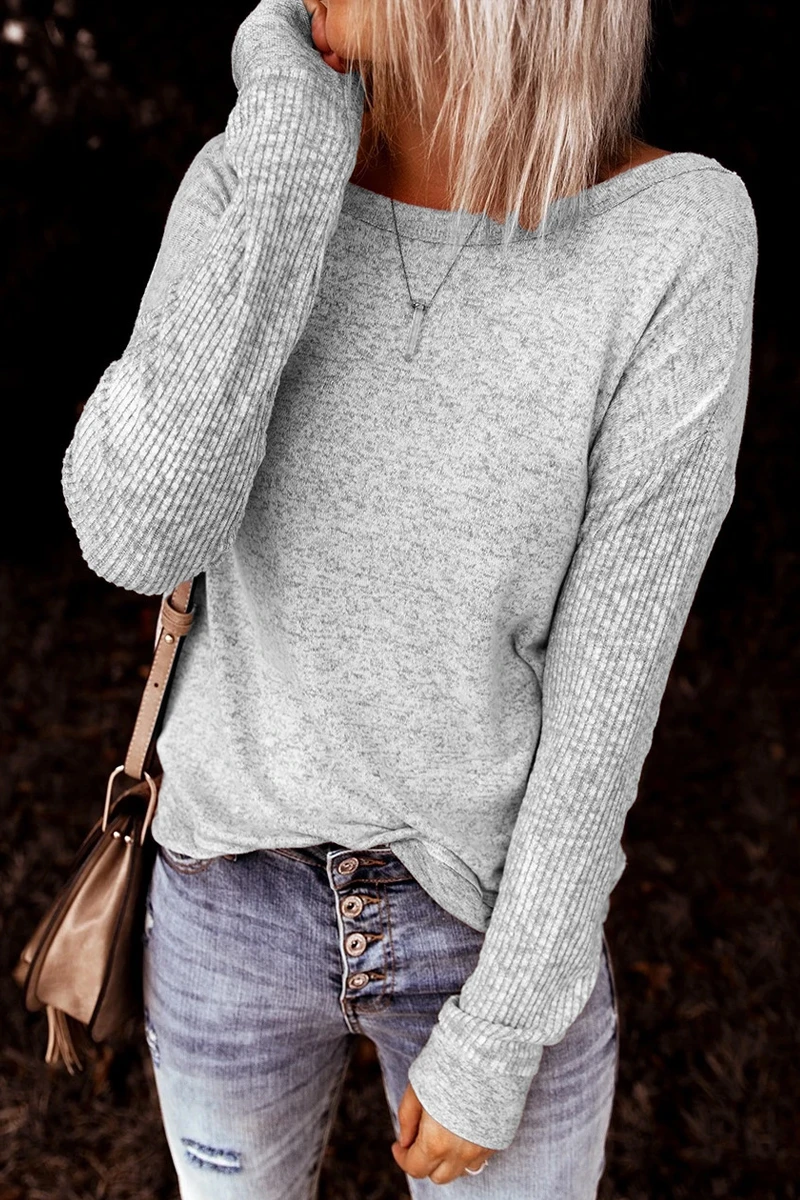 Casual Knotted Back Long Sleeve T-Shirt