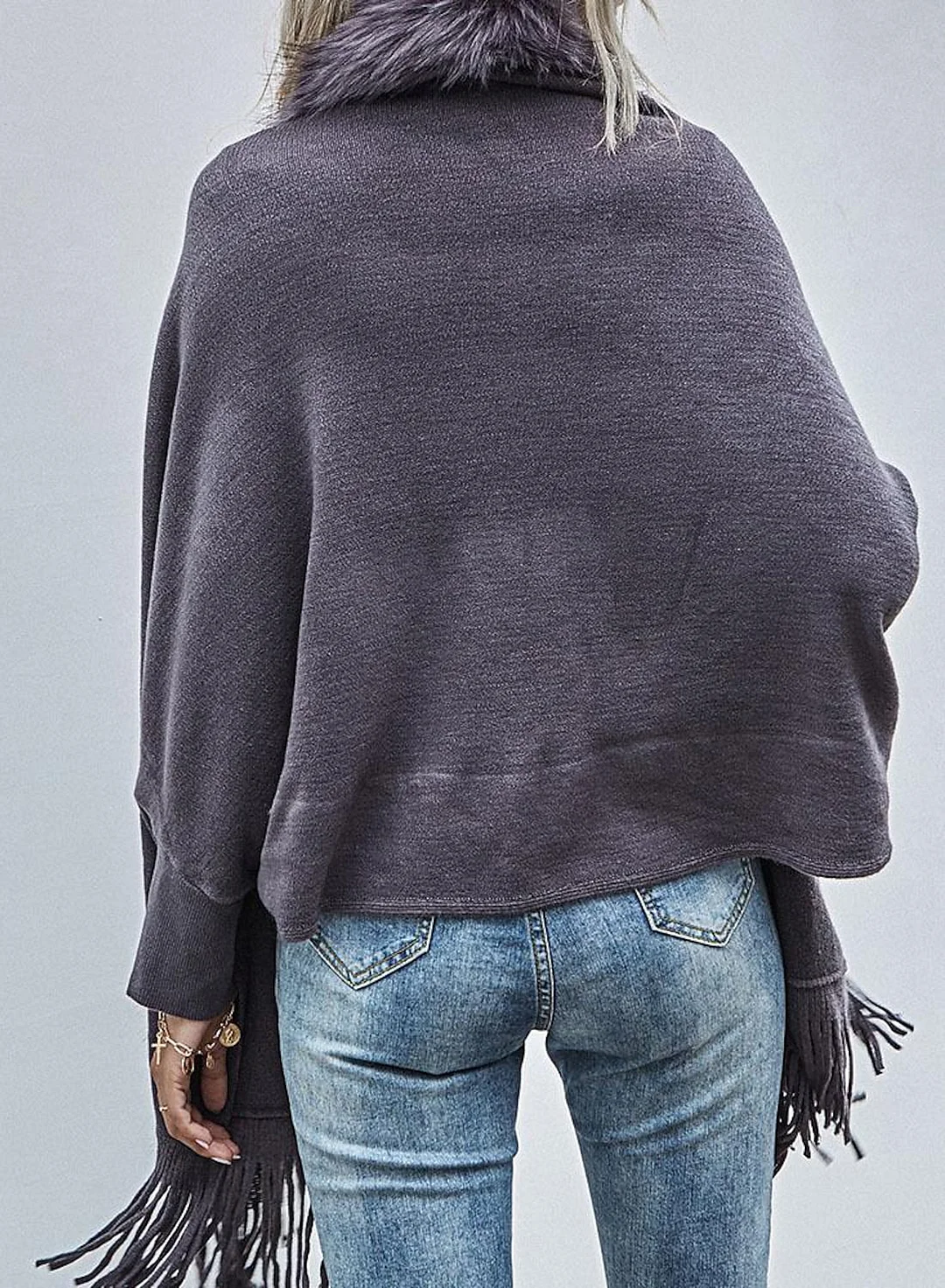 Autumn And Winter Fur Collar Shawl Cardigan Sweater Coat