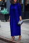 Women's Glittery Sequin Long Sleeve Maxi Dress