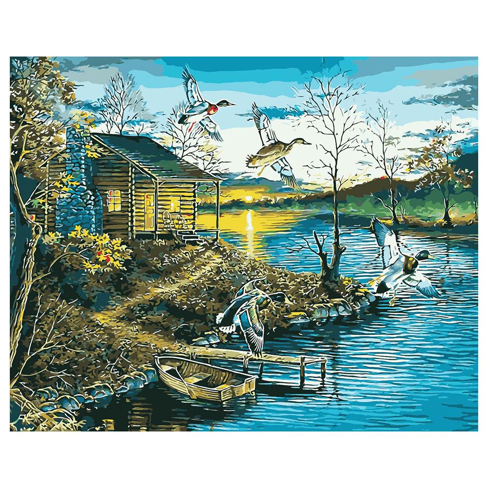 

40*50CM Paint By Numbers-River Houseed, 501 Original