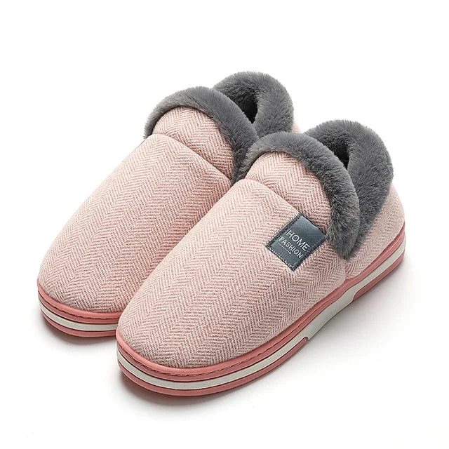 Men Fur Slippers Cute Heel Wrap Winter Home Shoes Radinnoo.com