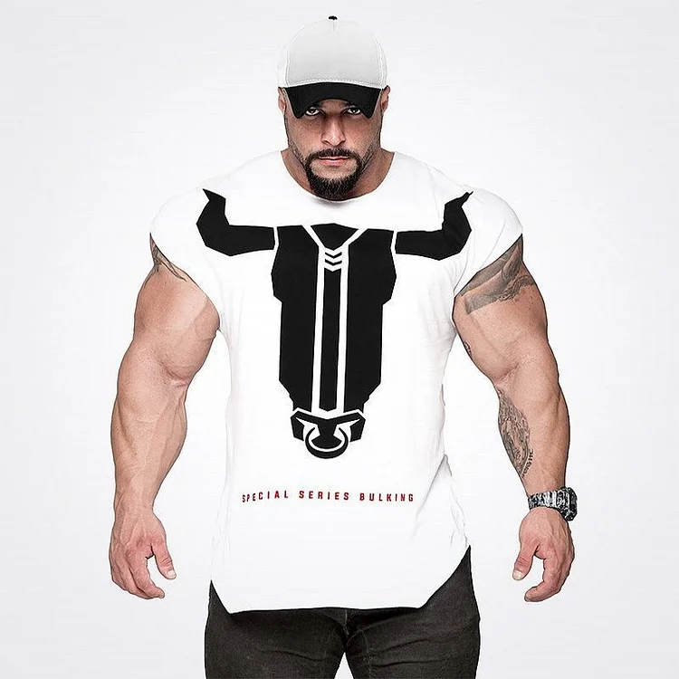 breathable and light men's large print sports T-shirt