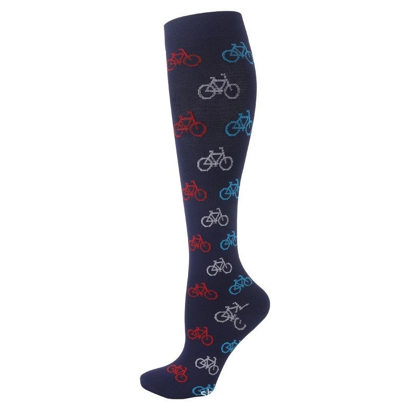 Compression Socks Calf Socks Printed Elastic Socks Sports Cycling Running Yoga Socks Men’s Long Tube Compression Socks Women