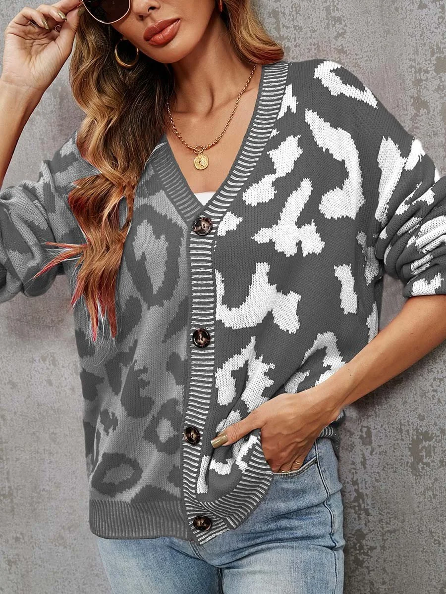 Women's Leopard Print Cardigan Sweater