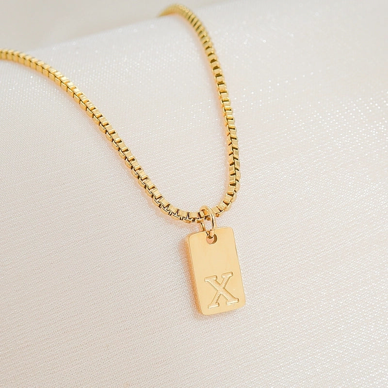 Minimalist Letter 304 Stainless Steel 18K Gold Plated Pendant Necklace