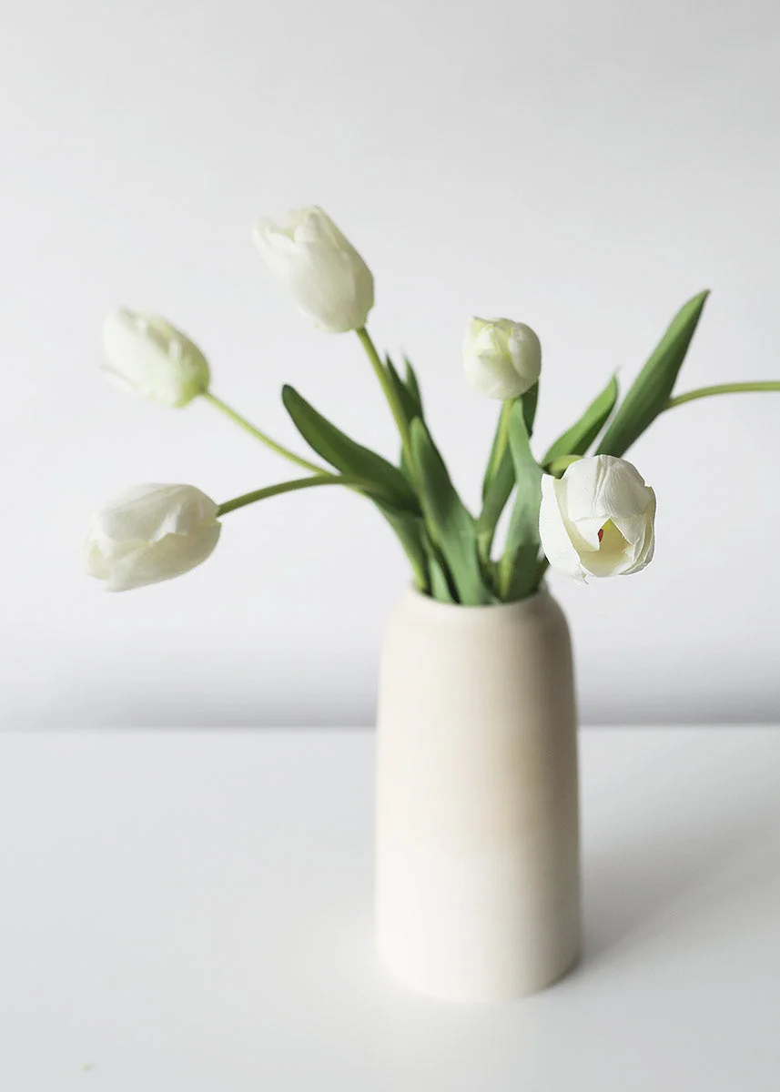 Bundle of 5 Real Touch White Tulips - 22"