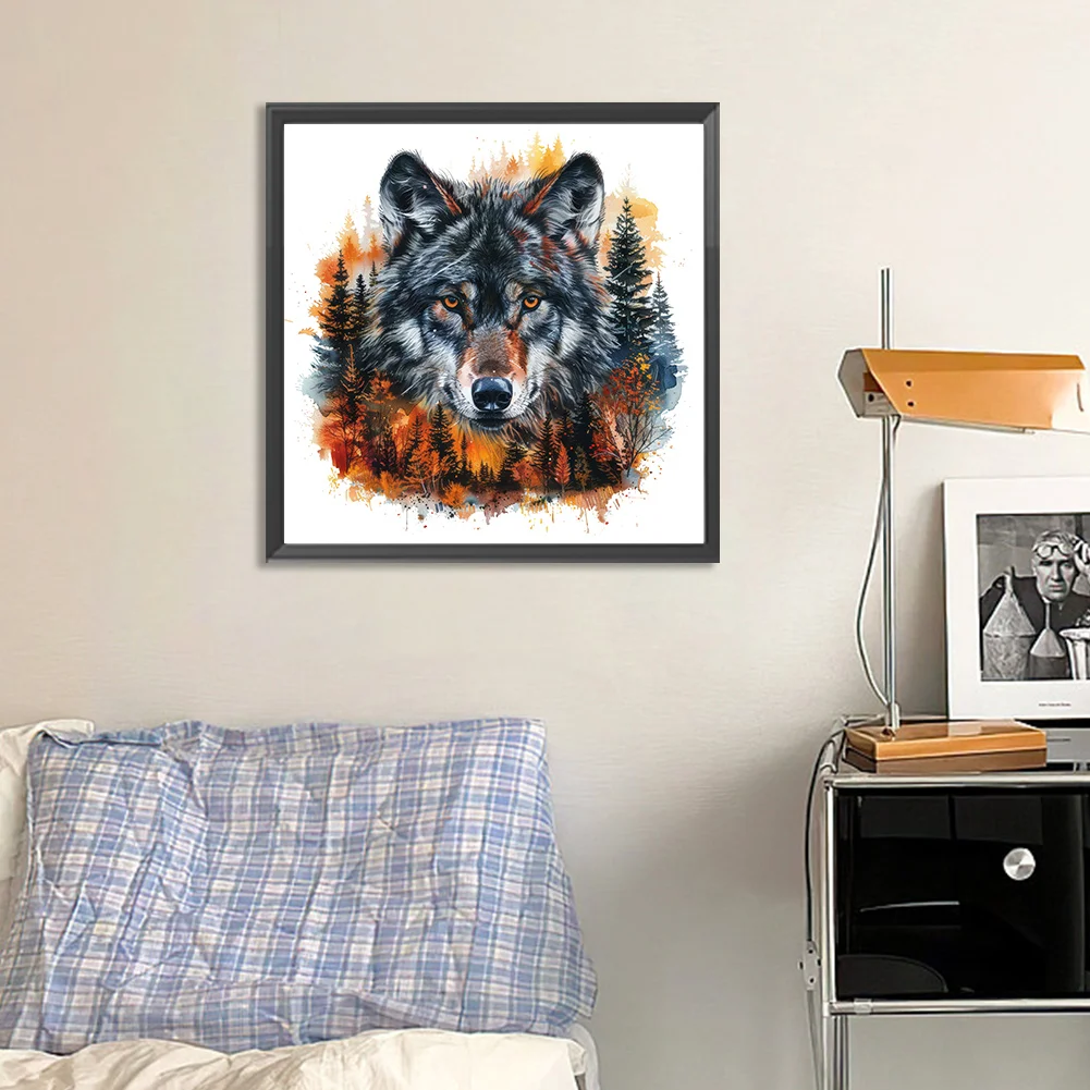 Partial AB Diamond Painting - Full Round Drill - Forest Wolf(Canvas|45*45cm)