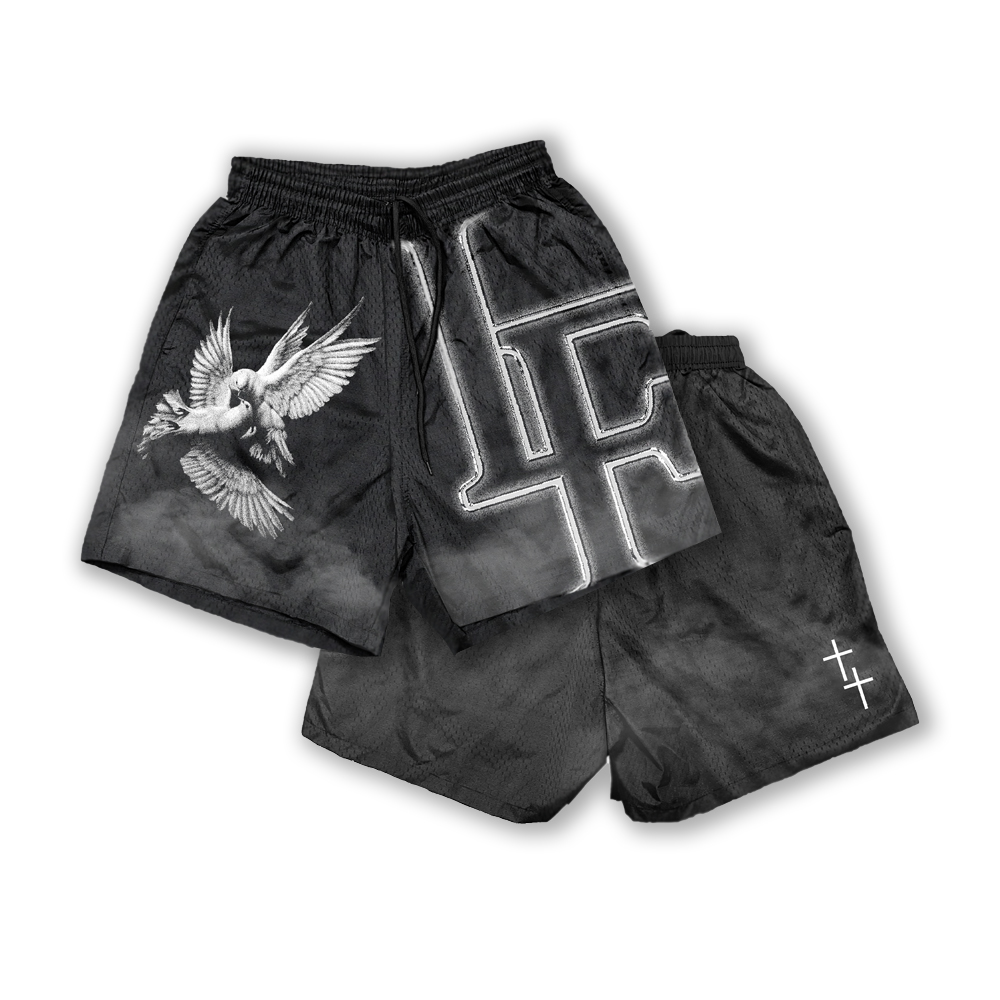 Loveciss®/ Dove Cross Print Mesh Shorts