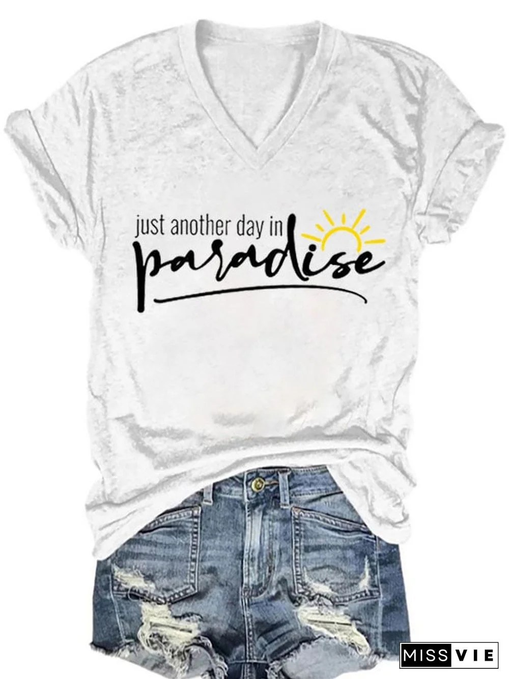 Women's "Just Another Day In Paradise" Printed T-Shirt