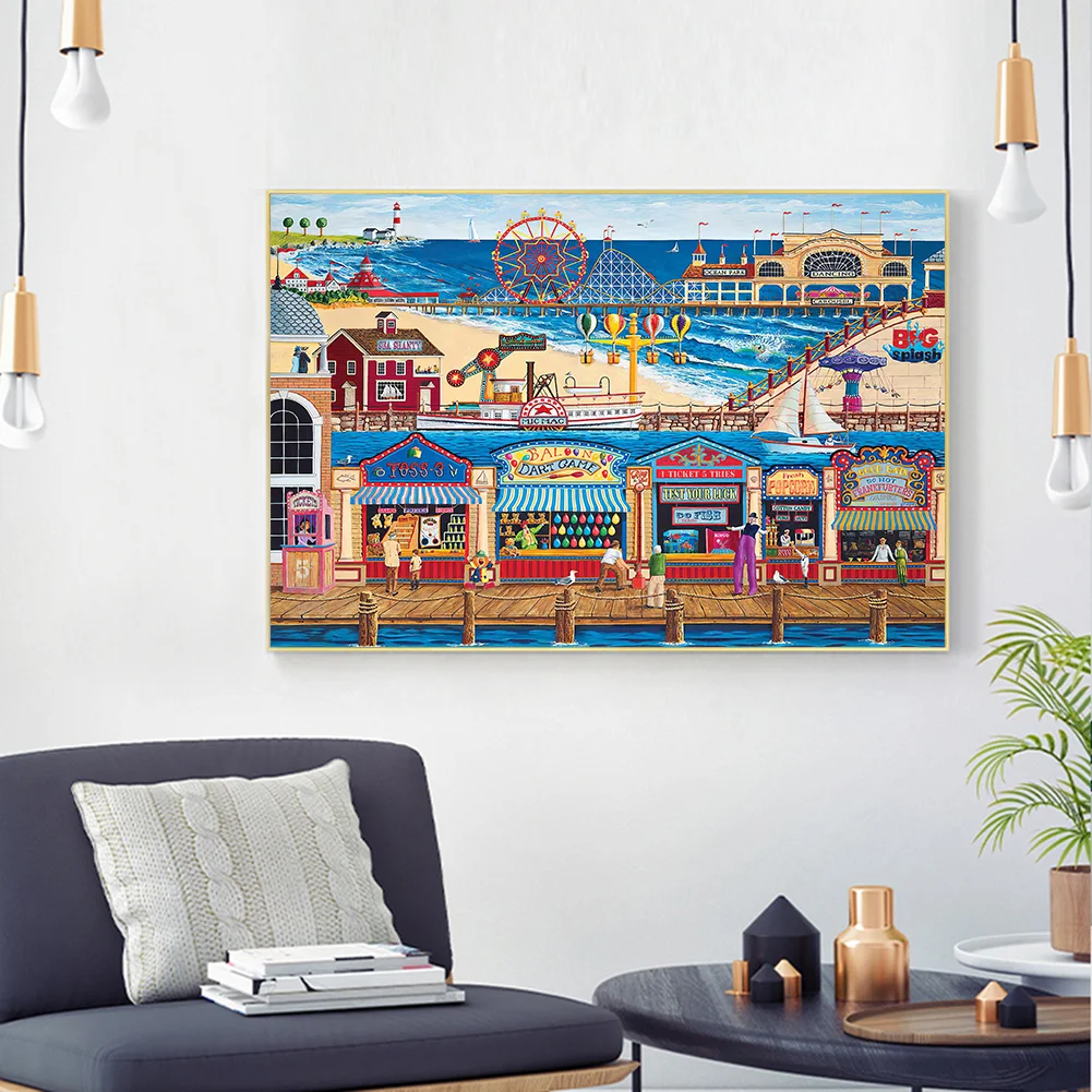 5D DIY Full Round Drill Diamond Painting Beach Paradise Rhinestone Artwork