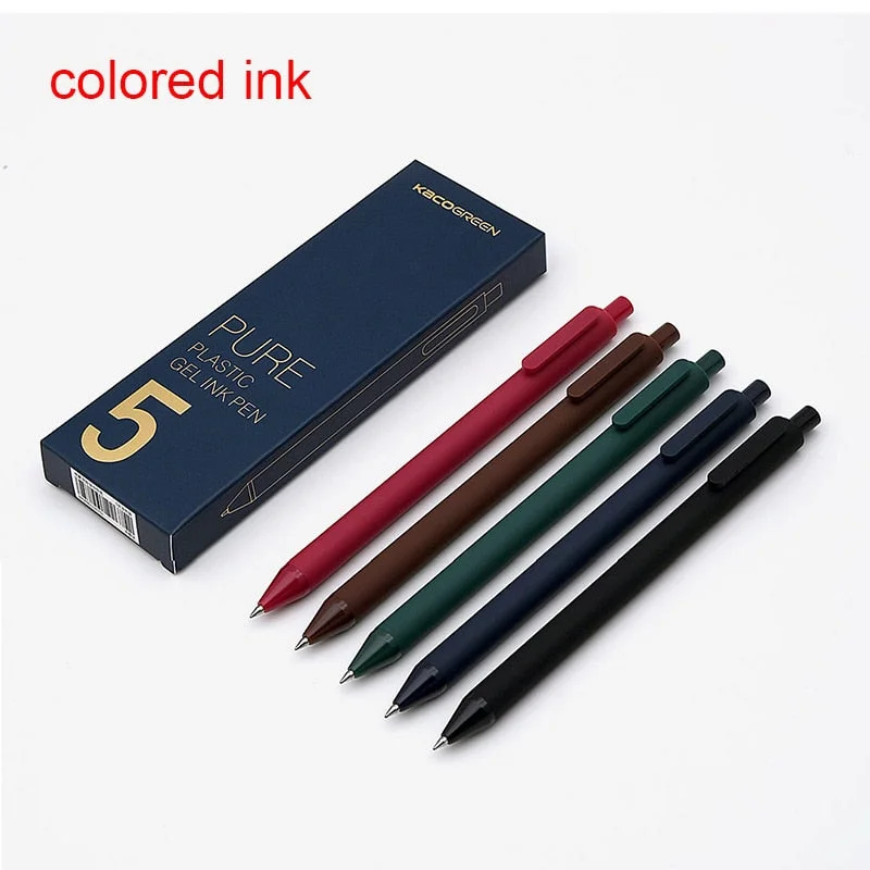 5pcs/box Kaco Retro Color Gel Pen for Adult Retractable Extra Fine 0.5mm Kawaii Pen for Planner Making Notes