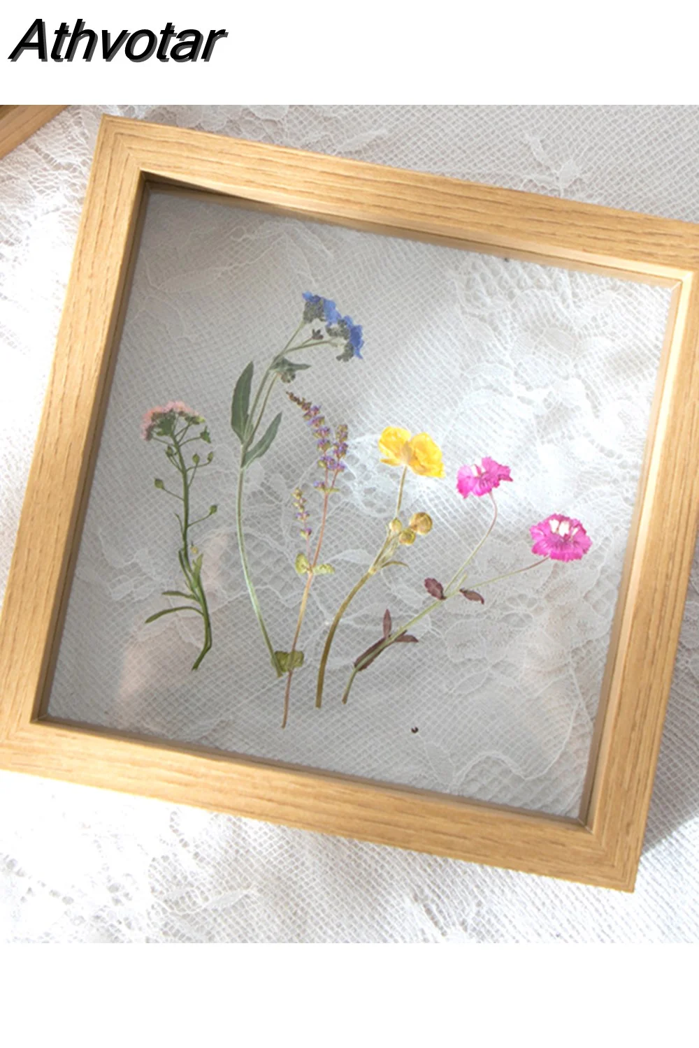 Athvotar Picture Photo Frames Table Display Double Side Pressed Flower Frames Plant Specimen Herbarium Clip Double Glass Frame