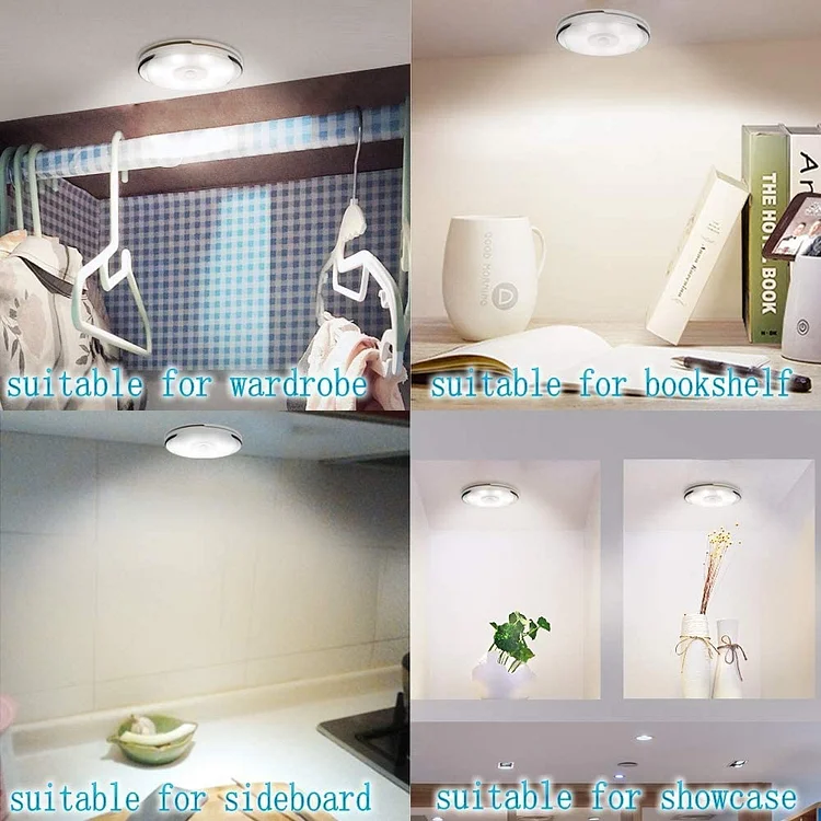 LED Puck Lights with Remote Control, Battery Operated Wireless Closet  Lights, Under Cabinet Lighting Stick on Tap Push Lights, Color Changing  Under