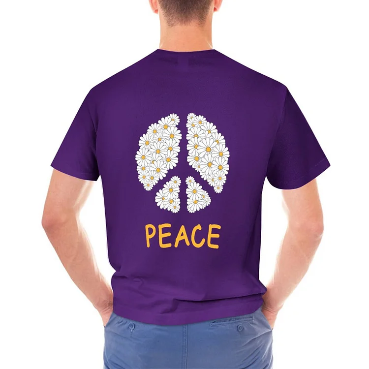 Gildan T-shirt for Men Peace Against War White Daisies  customized, personalized, gift