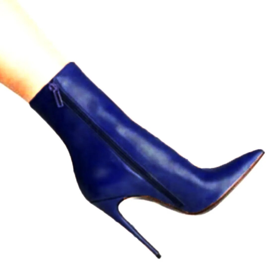 TAAFO High Heel Women's Boots Pointed Boots Mid Calf Boots Show Banquet Shoes