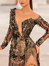 Sexy See-Through Sequined Applique Split-Side Stylish Party Maxi Dress