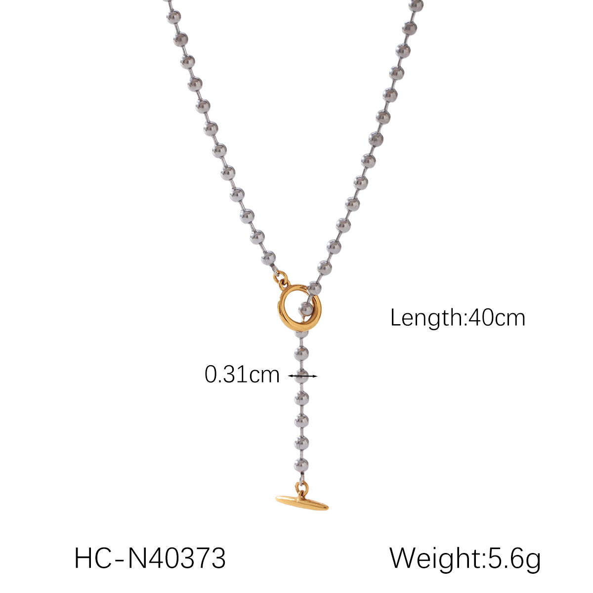Color Matching Round Bead Necklace Tassel Y Chain 18K Gold Stainless Steel Clavicle Chain Titanium Steel Necklace