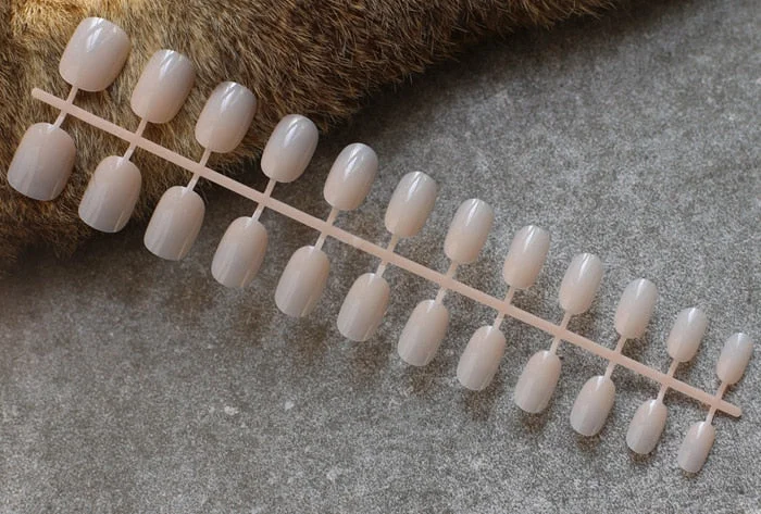 24pcs new product Brow sales Nude color false nails Blue long rose red oval head fake nail pink candy color gray Full set purple-Nail Inspo