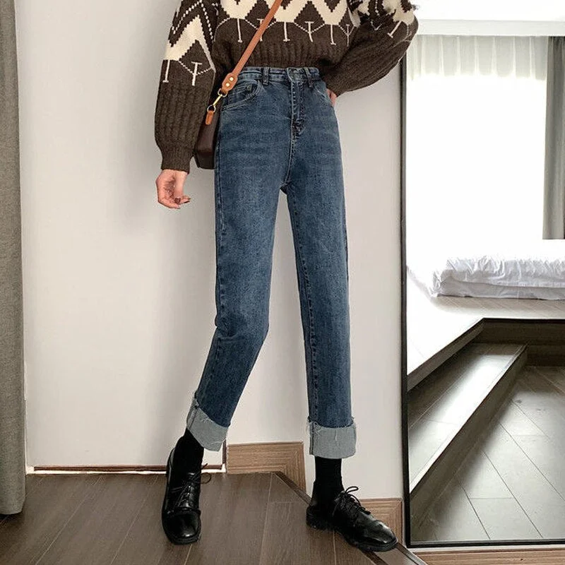Jeans Women Denim Straight Fashion Trouser Spring Vintage Causal Ulzzang Ankle-length All-match Female Hipster Mujer De Moda New