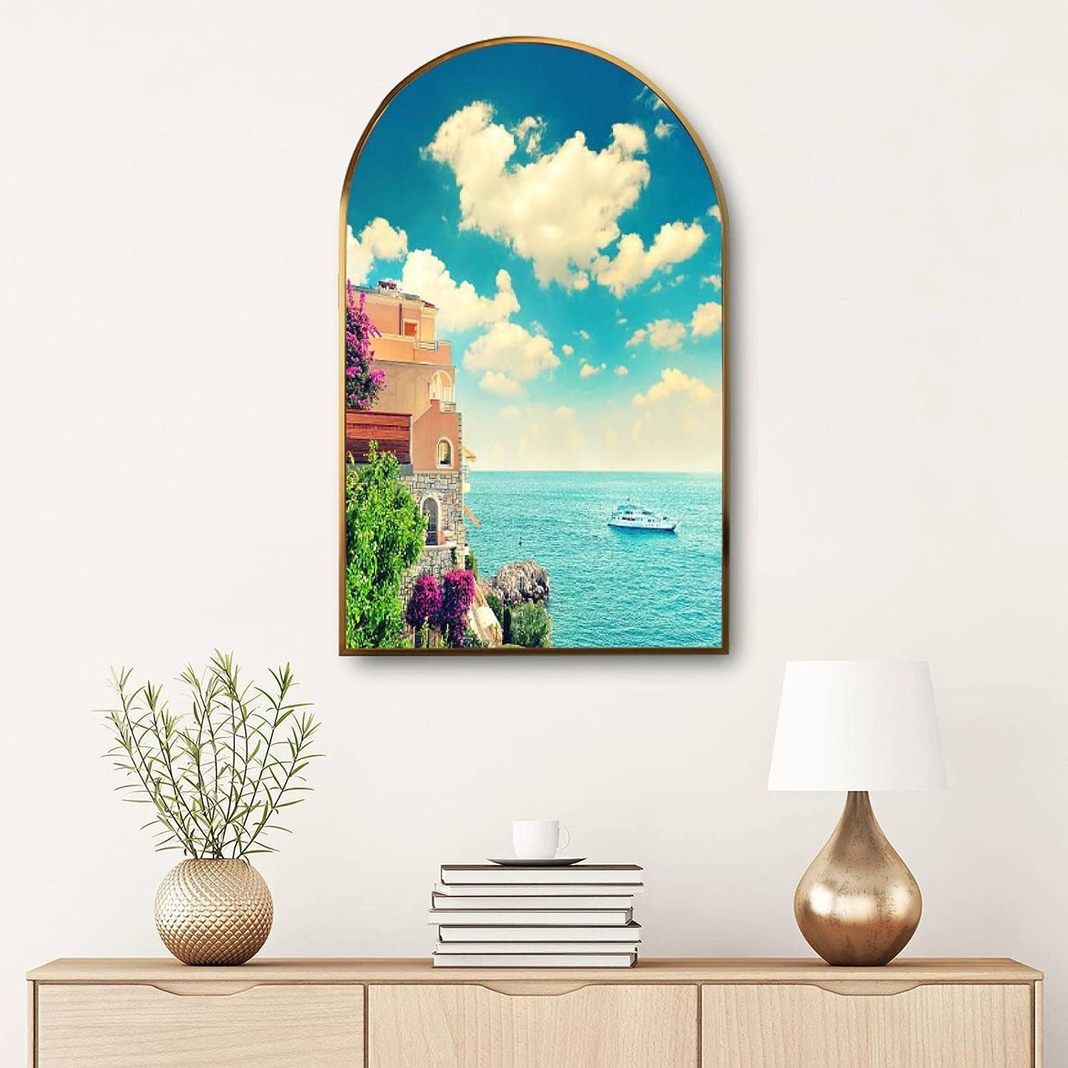 Large Framed Canvas Wall Art for Living Room Decor Aesthetic Beautiful mediterranean beach landscape Provence french Minimalist Artworks Paintings Prints Home Office Bedroom