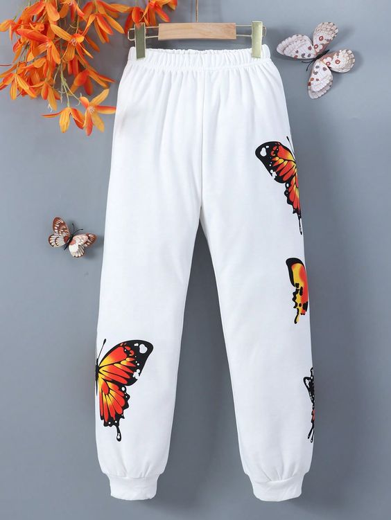 Women's Daily Casual Simple Butterfly Pattern Printed Loose Long Sweatpants