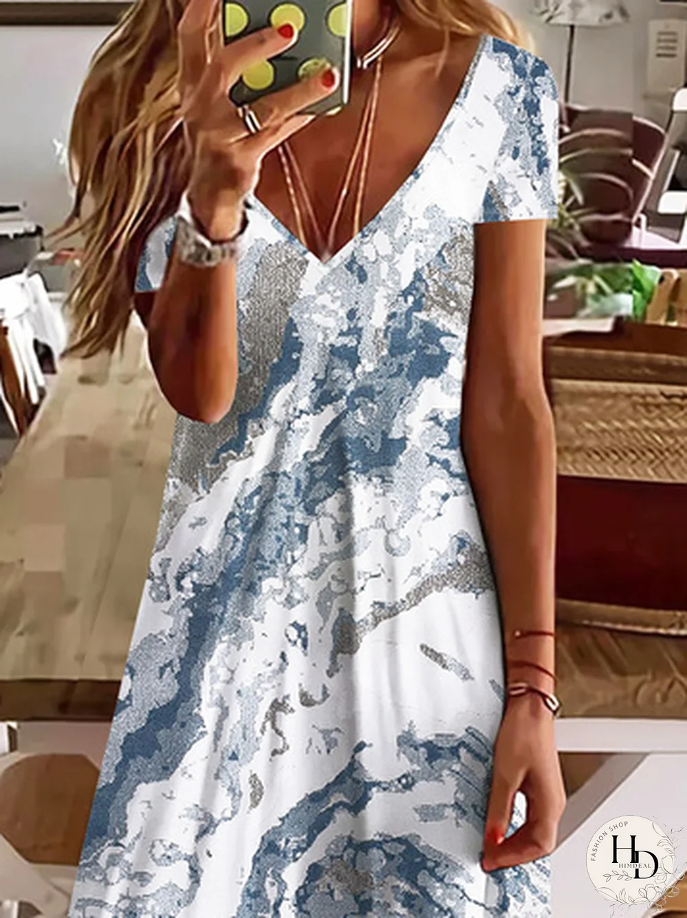 Abstract Printed Loose Dresses