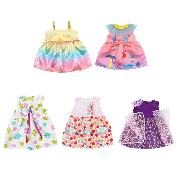 [Year Lowest Price]For 16" Reborn Silicone Baby Girl Colorful Skirts Suits 5-Pcs