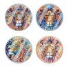 (US Local)[Upgrade]4Pcs Acrylic Special Shape Lion DIY Waterproof Diamond Painting Coaster