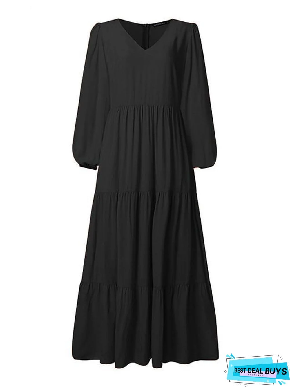 Women's Swing Dress Maxi Long Dress Long Sleeve Solid Color Patchwork Fall Hot Casual Black Green Brown