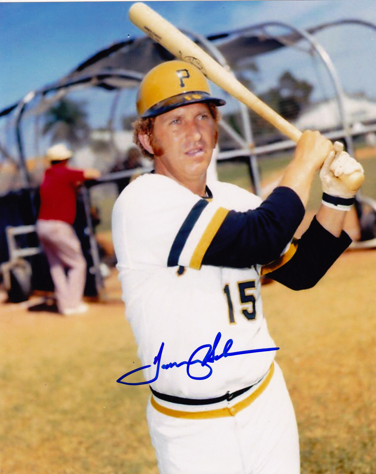 TOMMY HELMS PITTSBURGH PIRATES ACTION SIGNED 8x10