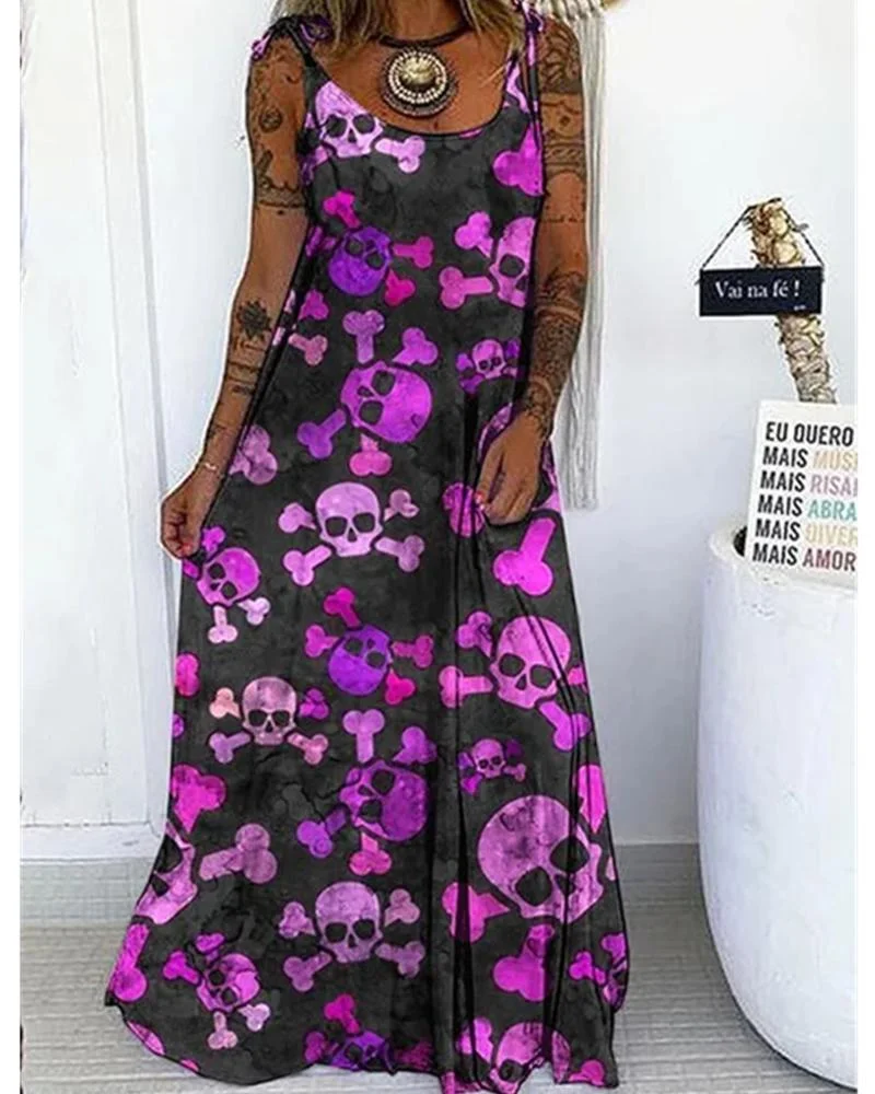 Punk Skull Print Loose Dress
