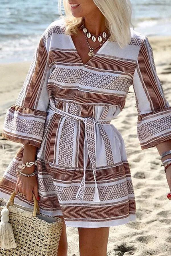 Womens Exclusive Casual Vintage Print Dress-Allyzone-Allyzone