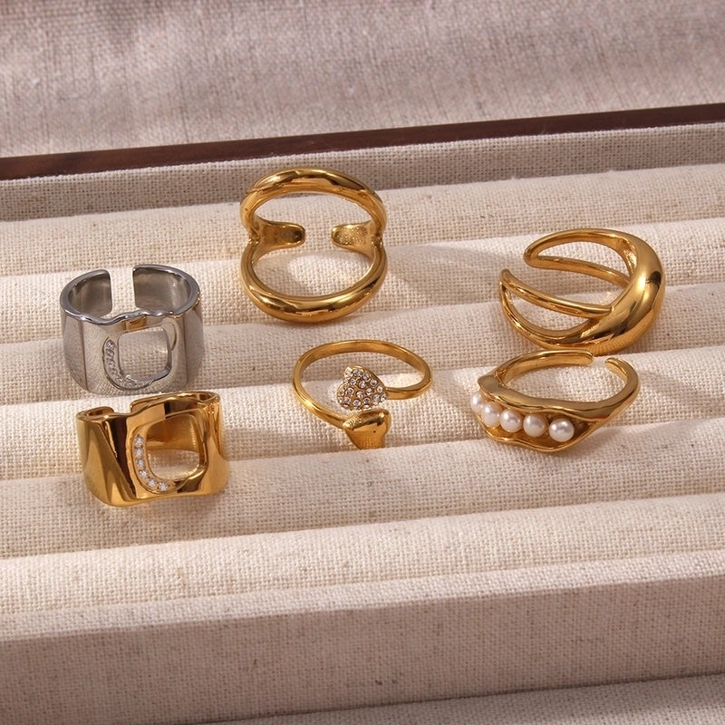 Minimalist Classic Style Solid Color 304 Stainless Steel Plating Rings