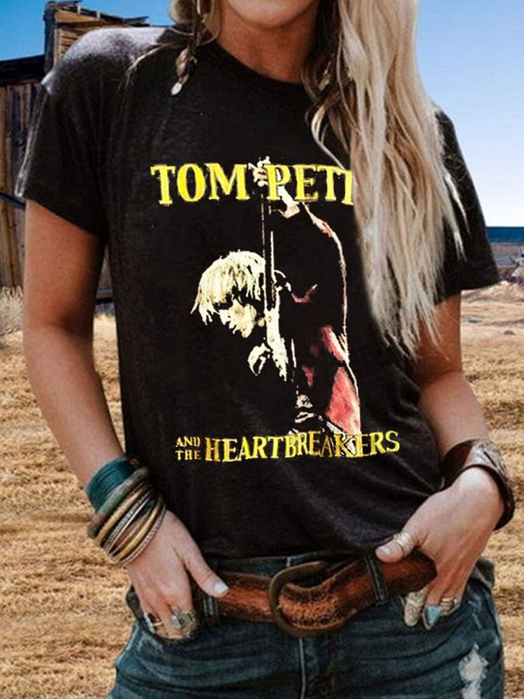 Bestdealfriday Tom Petty Heartbreakers Short Sleeve Casual Shift Cotton Blend Woman Tee